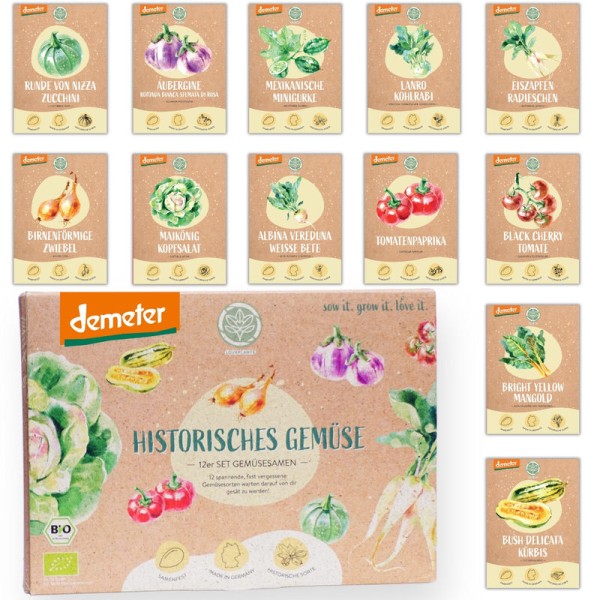 Historisches Gemüse Demeter Samen-Set mit 12 Sorten